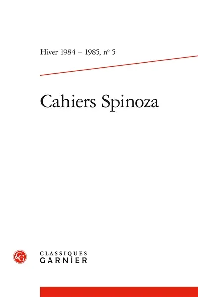 Cahiers Spinoza, n° 5