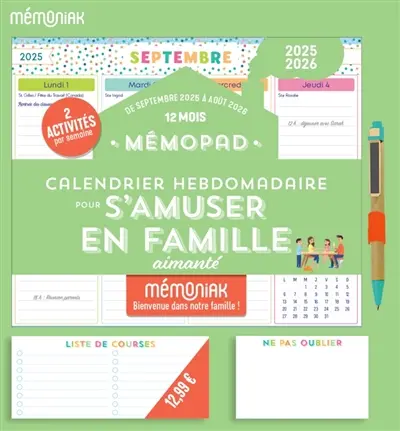 Mémopad, calendrier hebdomadaire pour s'amuser en famille 2025-2026
