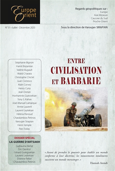 Europe & Orient, n° 31. Entre civilisation et barbarie