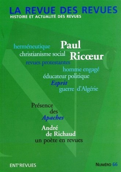 Revue des revues (La), n° 66. Paul Ricoeur et les revues