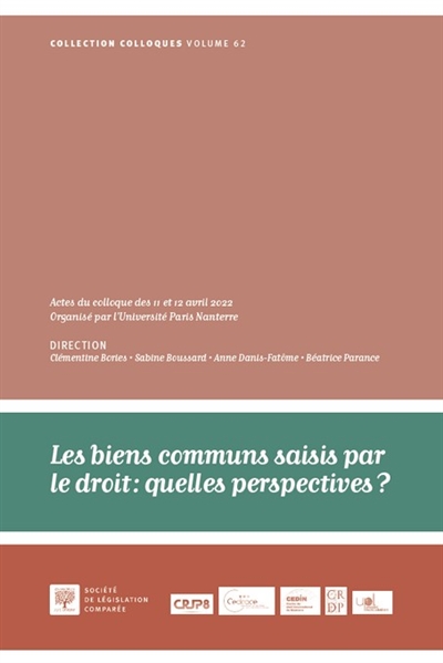 Les biens communs saisis par le droit : quelles perspectives ? : actes du colloque des 11 et 12 avril 2022