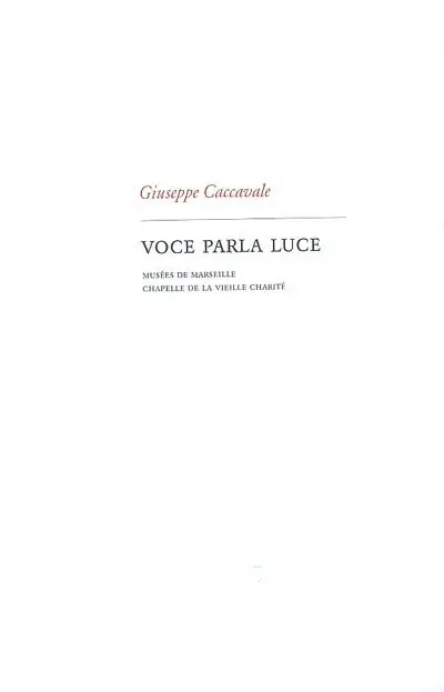 Voce parla luce : Giuseppe Caccavale : Musées de Marseille, Chapelle de la Vieille Charité, 7 juin-23 septembre 2007