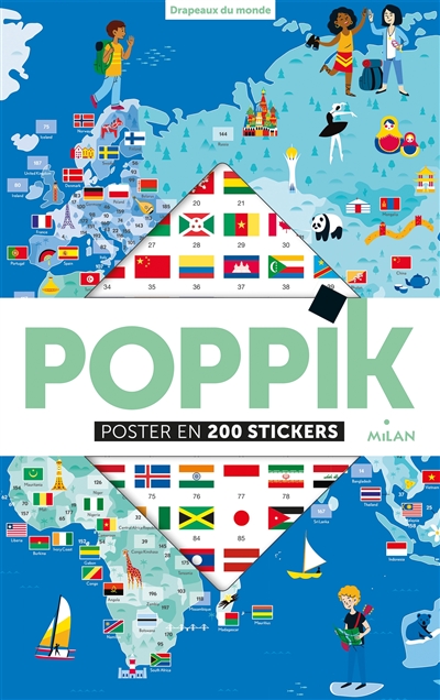 drapeaux du monde : poster en 200 stickers