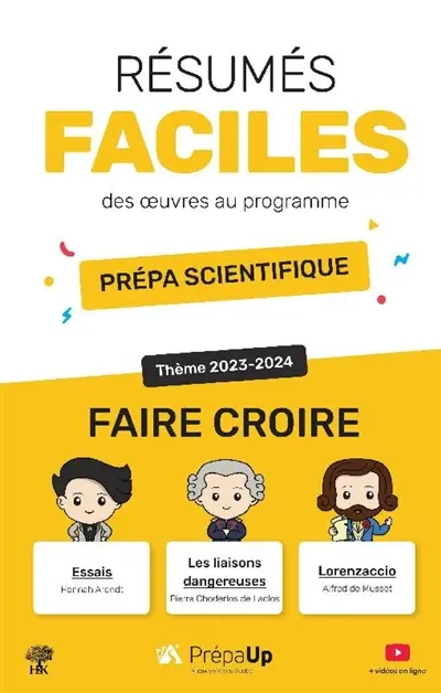 Résumés faciles des oeuvres au programme, prépa scientifique : faire croire : thème 2023-2024