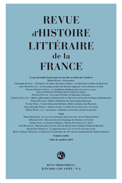 Revue d'histoire littéraire...