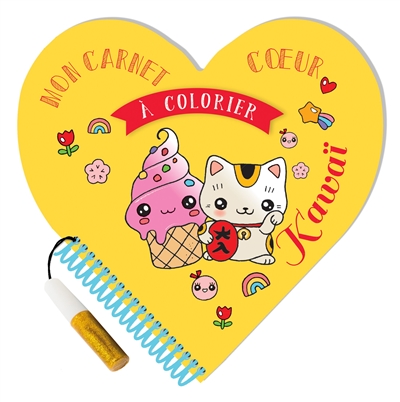 Kawaï : mon carnet coeur à colorier