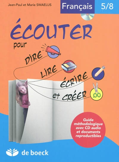 Ecouter pour dire, lire, écrire et créer, français 5-8 ans : guide méthodologique avec CD audio et documents reproductibles
