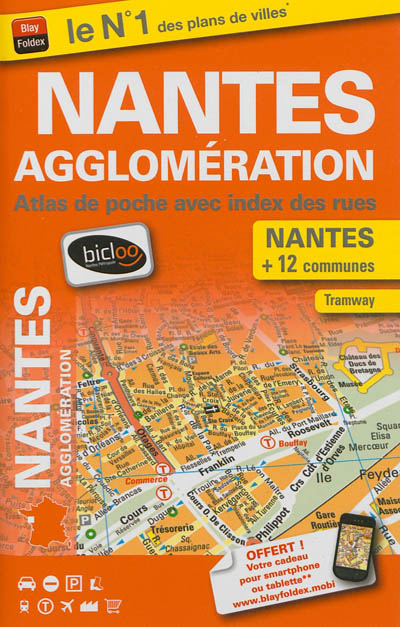 Nantes agglomération : plan de ville avec index des rues