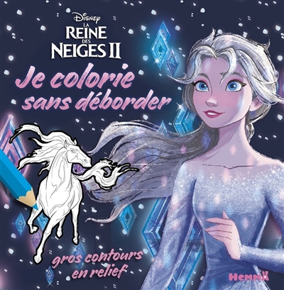 la reine des neiges 2 : je colorie sans déborder : elsa (fond bleu)