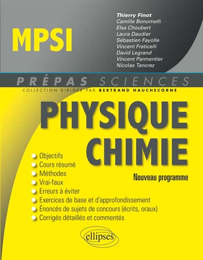 Physique chimie MPSI : nouveau programme
