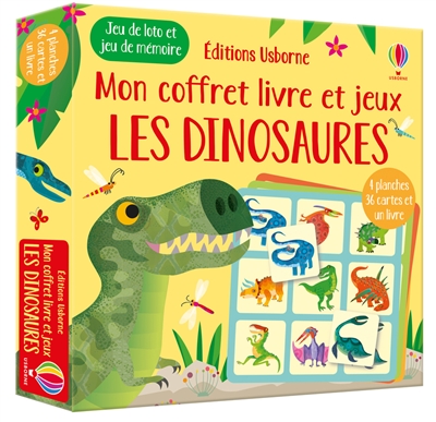 Les dinosaures : mon coffret livre et jeux : jeu de loto et jeu de mémoire