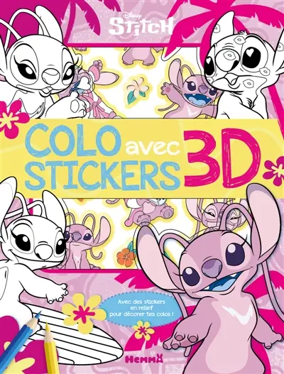 Disney Stitch : Colo avec stickers 3D (Angel) : Avec des stickers en relief pour décorer tes colos !