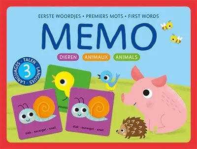 Memo eerste woordjes : dieren. Mémo premiers mots : animaux. Memo first words : animals