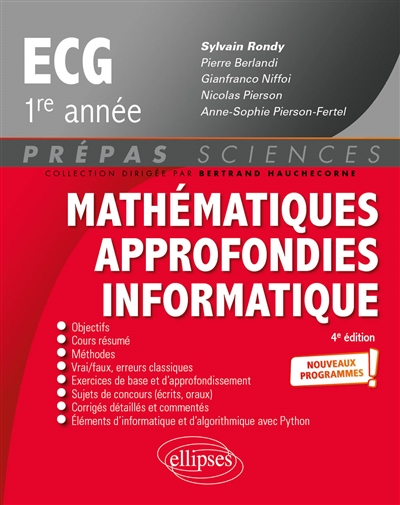 Mathématiques approfondies informatique, ECG 1re année : nouveaux programmes