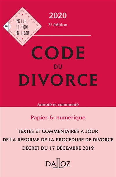 Code du divorce 2020 : annoté et commenté