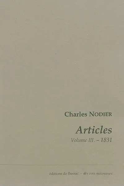 Articles. Vol. 3. 1831