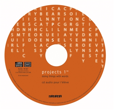 Projects 1re, doing things with words : CD audio pour l'élève, CD de remplacement