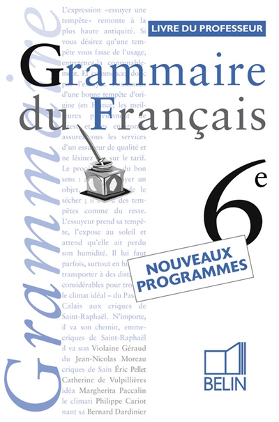 Grammaire du français 6e : livre du professeur