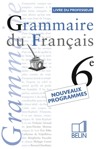 Grammaire du français 6e : livre du professeur