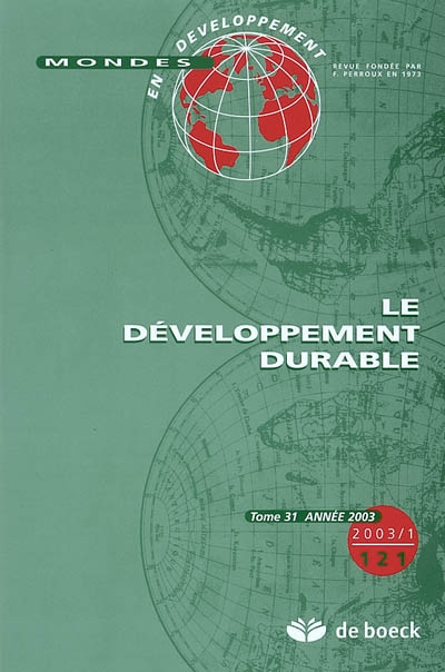 Mondes en développement, n° 121. Le développement durable