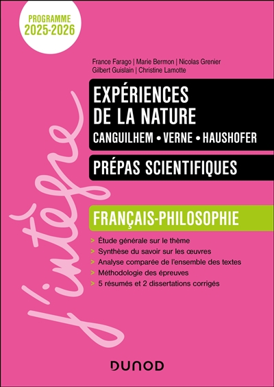 Expérience de la nature, Canguilhem, Verne, Haushofer : prépas scientifiques, français, philosophie : programme 2025-2026