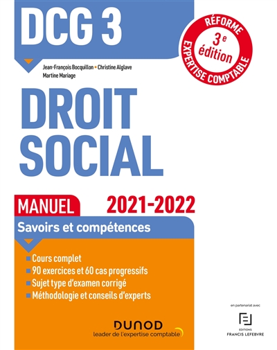 DCG 3, droit social : manuel, savoirs et compétences : 2021-2022