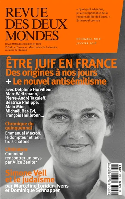 Revue des deux mondes, n° 12 (2017)-1 (2018). Etre Juif en France