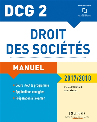 Droit des sociétés, DCG 2 : manuel et applications : 2017-2018