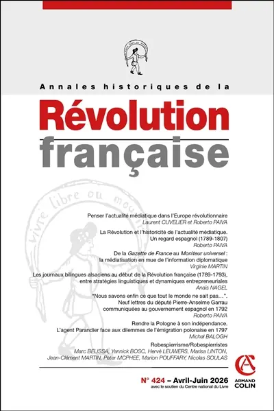 Annales historiques de la Révolution française, n° 424 Annales historiques de la Révolution française, n° 424