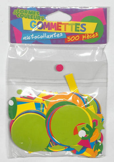 Gommettes autocollantes formes & couleurs : 500 pièces