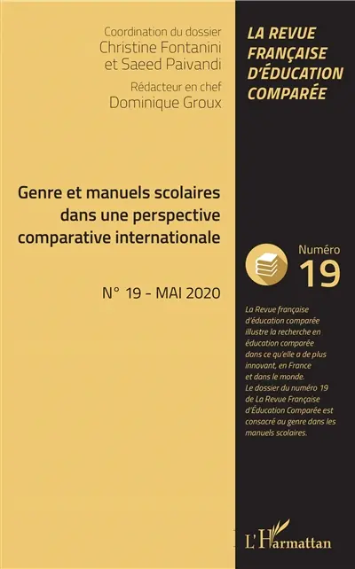 Raisons, comparaisons, éducations, n° 19. Genre et manuels scolaires dans une perspective comparative internationale