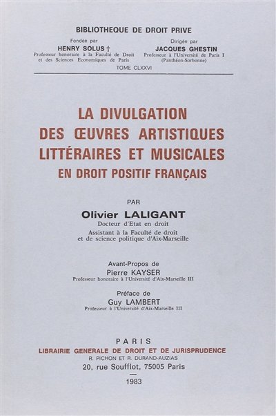 La Divulgation des oeuvres...