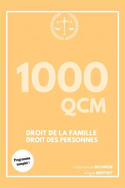 1000 QCM : droit de la famille et des personnes