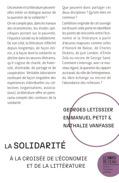 La solidarité à la croisée de l'économie et de la littérature