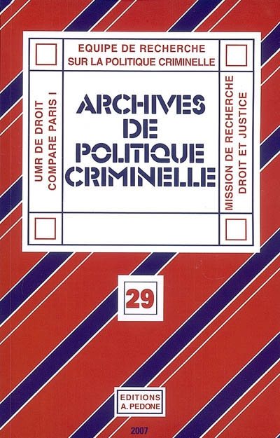 Archives de politique criminelle, n° 29