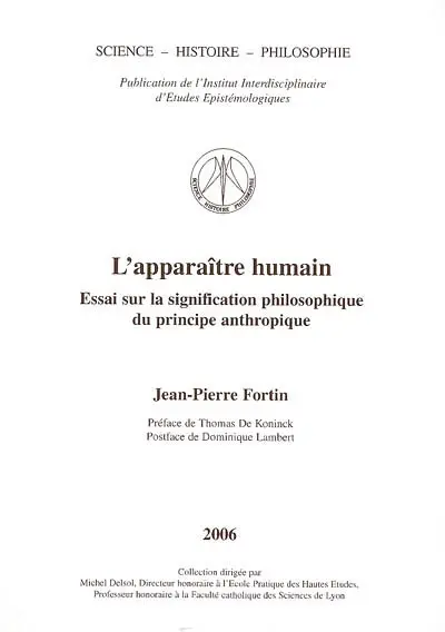 L'apparaître humain : essai sur la signification philosophique du principe anthropique
