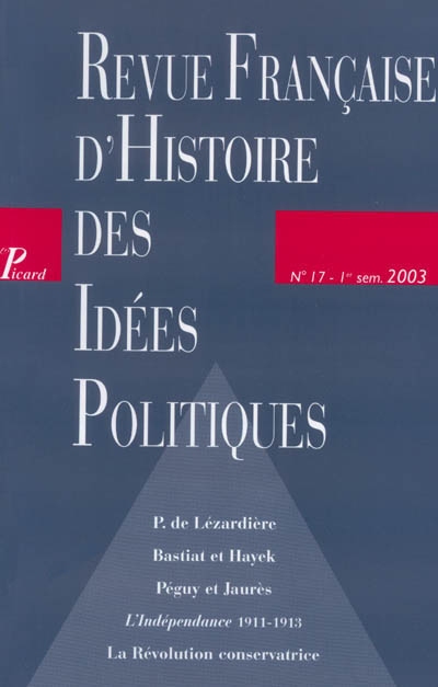 revue française d'histoire des idées politiques, n° 17