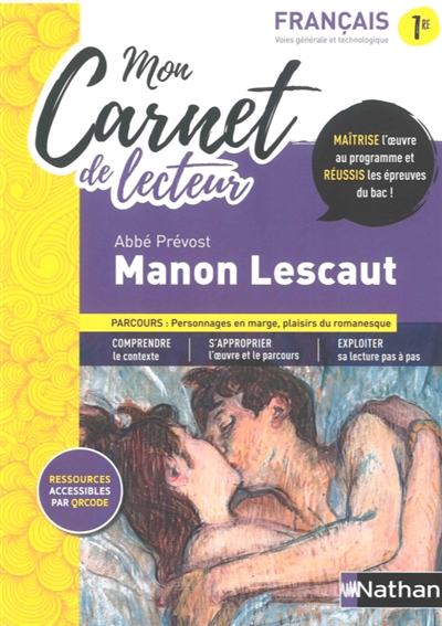 Mon carnet de lecteur : Manon Lescaut, Abbé Prévost : français 1re voies générale et technologique
