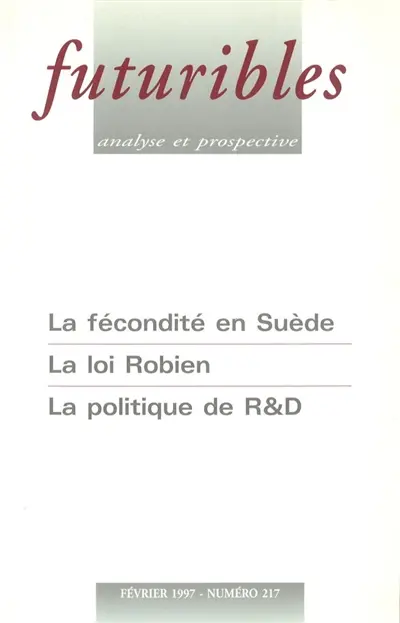 Futuribles 217, février 1997. La fécondité en Suède : La loi Robien