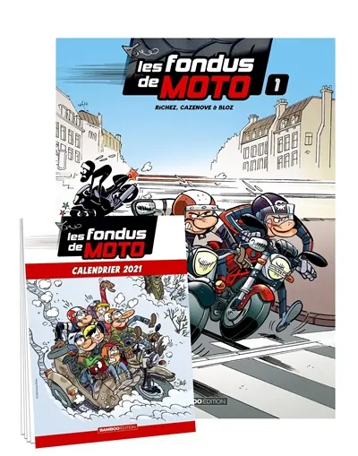 Les fondus de moto : pack tome 1 + calendrier 2021