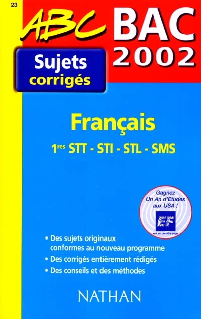 Français : 1re STT, STI, STL, SMS