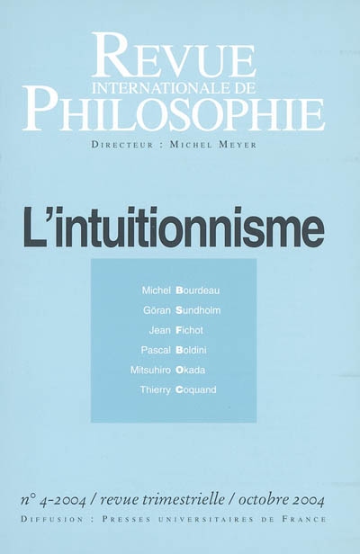 Revue internationale de philosophie, n° 230. L'intuitionnisme