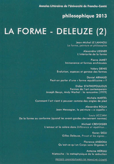 Philosophique, n° 2013. La forme : Deleuze (2)