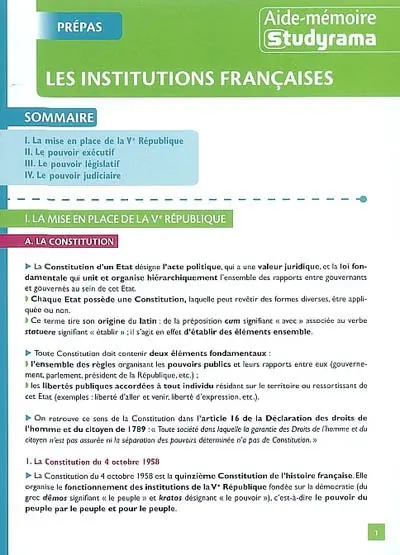 Les institutions françaises