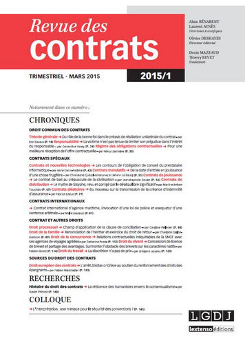 Revue des contrats, n° 1 (2015)