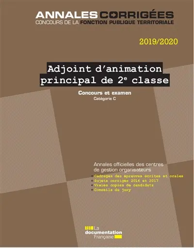 Adjoint d'animation principal de 2e classe : concours et examen, 2019-2020 : concours externe, interne, 3e concours, examen d'avancement de grade catégorie C
