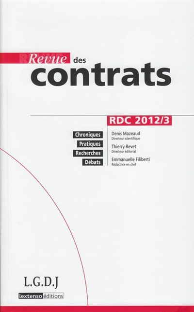Revue des contrats, n° 3 (2012)