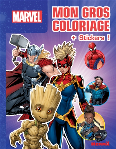Marvel : mon gros coloriage + stickers ! : Thor, Captain Marvel et Groot