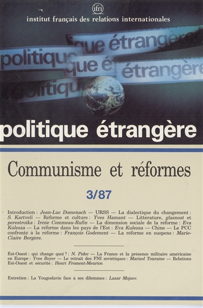 Politique étrangère, n° 3 (1987). Communisme et réformes