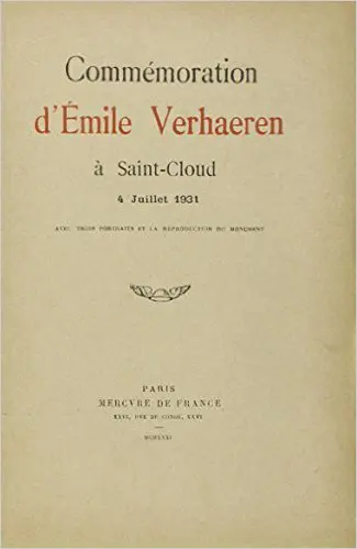 Commémoration d'Emile Verhaeren à Saint-Cloud : 4 juillet 1931